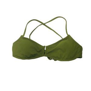 Xhilaration Women's Size Large 8-10 Ribbed Material Bikini Swim Top Green New